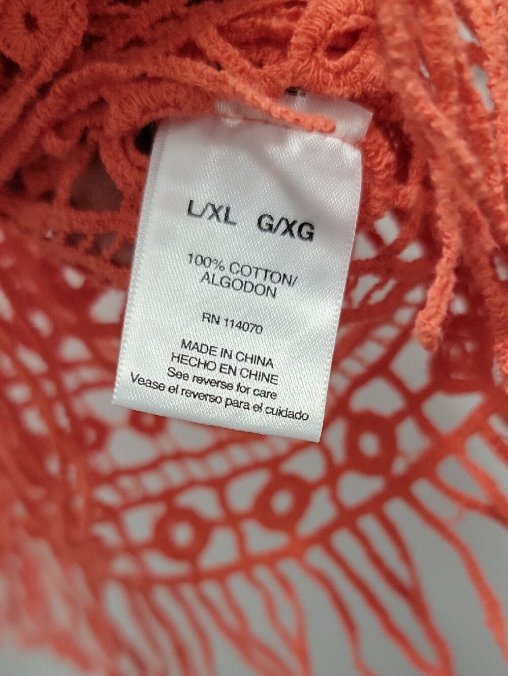 Crocheted Fringe Cover-Up Top in Coral Large/extra Large. Very Cute! - Picture 2 of 10